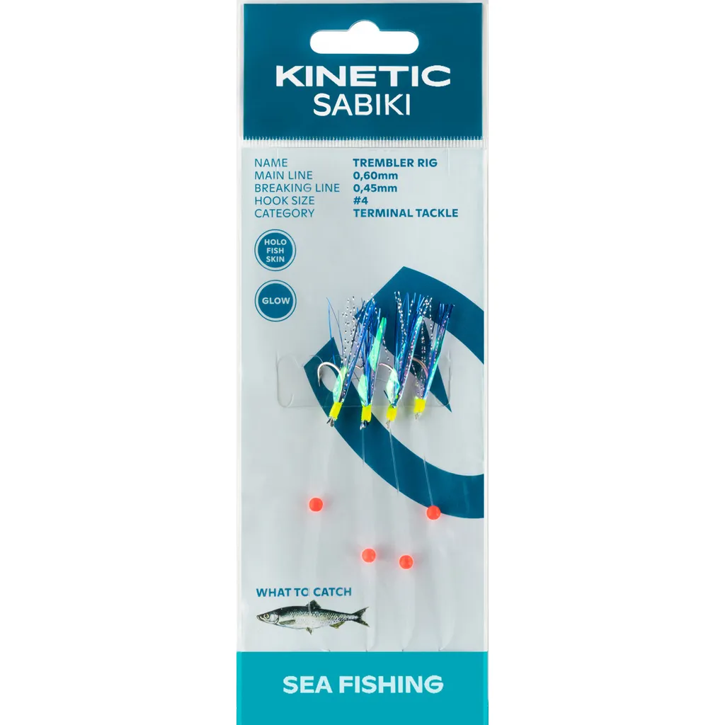 Kinetic Sabiki Trembler Fertigmontagen #4 130cm Holo Fishskin Blue Flash