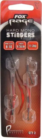Fox Rage Hard Mono Stinger Angsthaken 2 pcs 8 & 10 Drilling Hard Mono