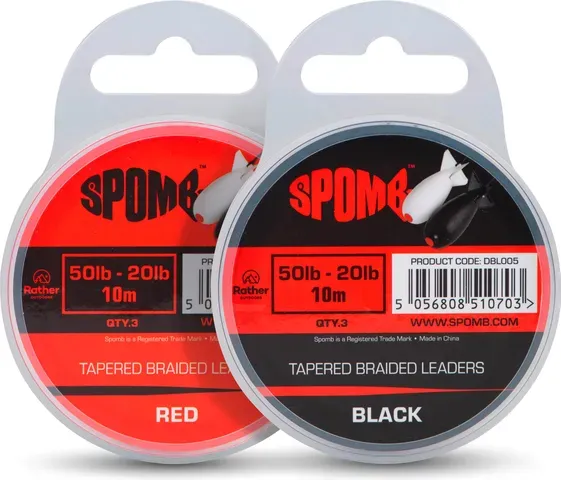 Spomb Tapered Braided Leaders 0.20–0.38mm 22.7kg 10m Red