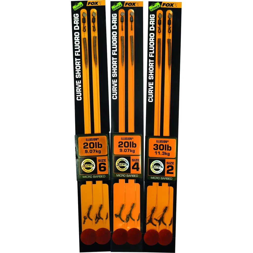 Fox Edges Curve Short Fluoro D-Rigs Karpfenmontagen #4 9.1kg 2pc