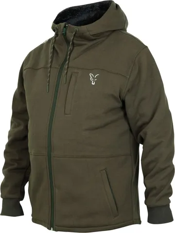 Fox Collection Green / Silver Sherpa Hoody Zipper