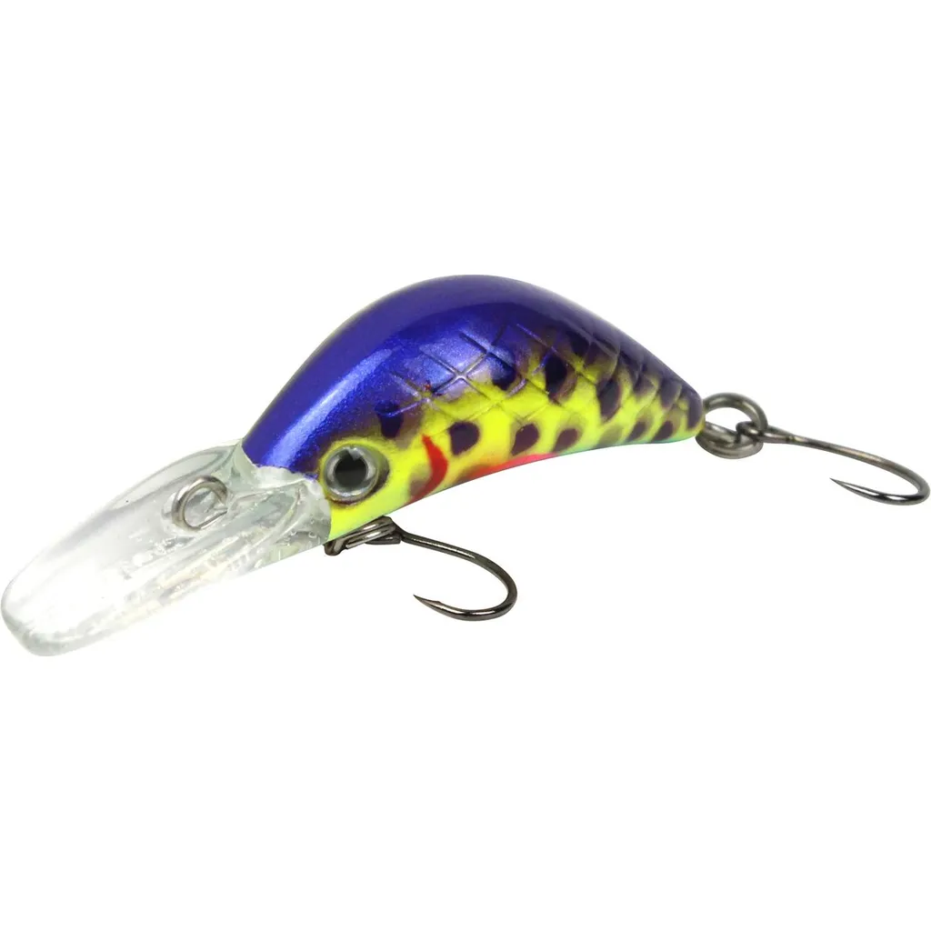 FTM Masu Security Wobbler 3cm 1.6g Lila-Gelb-Blau Dunkel Gepunktet UV