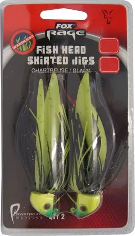 Fox Rage Fish Head Skirted Jigs 4/0 Chartreuse/Black