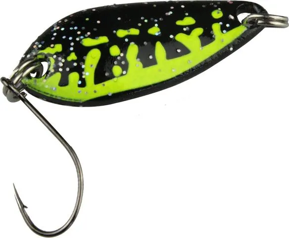 FTM Spoon Diamond 3cm 3.8g Black - Chartreuse / Black Silver Glitter