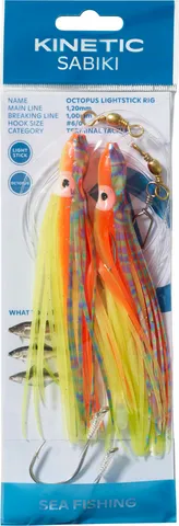 Kinetic Sabiki Octopus Lightstick Ready-Made Rig 130cm #6/0 Gold Orange