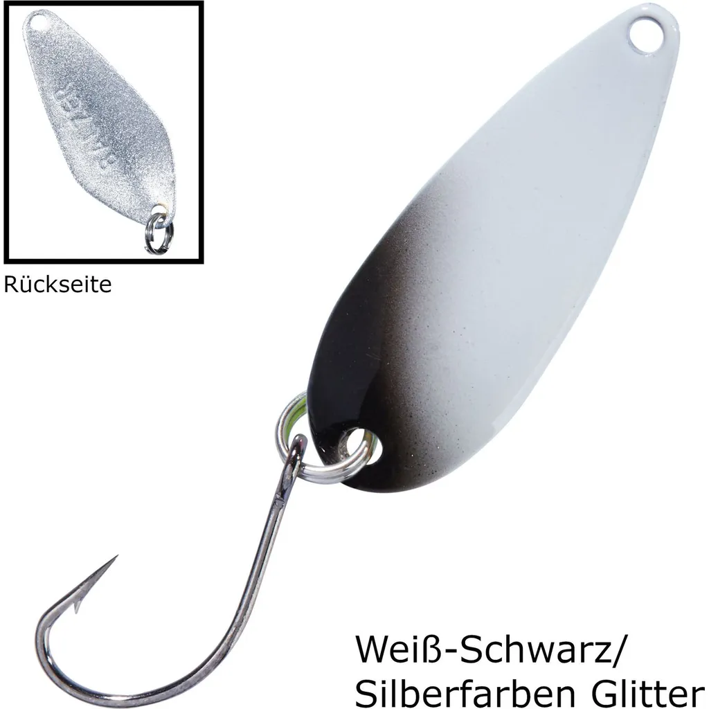 Balzer Spoon Swindler Blinker Weiß Schwarz Silberfarben Glitter 2,3g