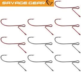 Savage Gear Finezze Standout Drop Shot Hooks 2 10pcs Black Nickel / Red