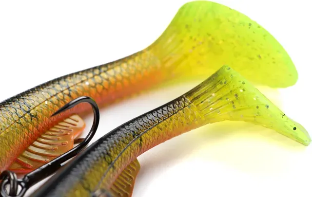 Fox Rage Super Slick Shad 23cm 97g UV Natural Perch 2x 2/0 hooks