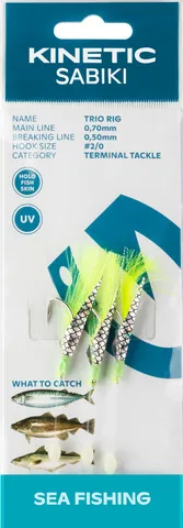 Kinetic Sabiki Trio Vorfachsysteme 127 115cm #2/0 Chartreuse Flash