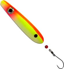 Troutwerk 15g Inline Blinker - Meerforellenblinker Rot/Gelb/Weiß Schwarzer Punkt
