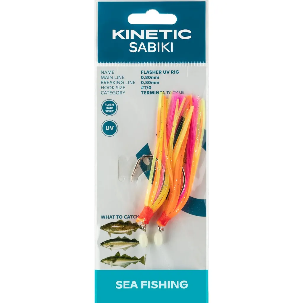 Kinetic Sabiki Flasher UV #7/0 130cm Orange/Yellow/Pink