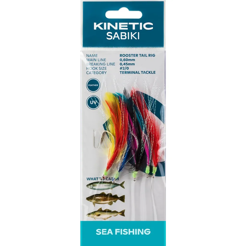 Kinetic Sabiki Rooster Tail Fertigmontage #2/0 130cm Multi Color