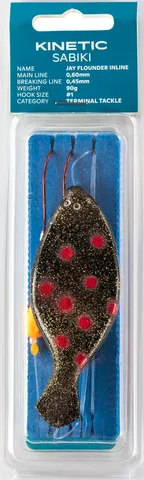 Kinetic Sabiki Jay Flounder Inline Vorfachmontage 60g 110cm #1 Black/Red Dots