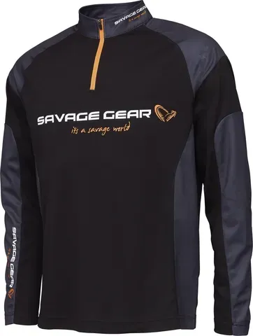 Savage Gear Tournament Gear Shirt 1/2 Zip Clothes L All Season Black Ink