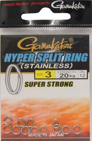 Gamakatsu Hyper Split Ring Spaltringe 4.2mm 20kg 12pieces Black Nickel