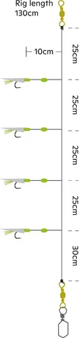 Kinetic Sabiki Trembler Ready-made Rigs #4 130cm Holo Fishskin Pearl Flash