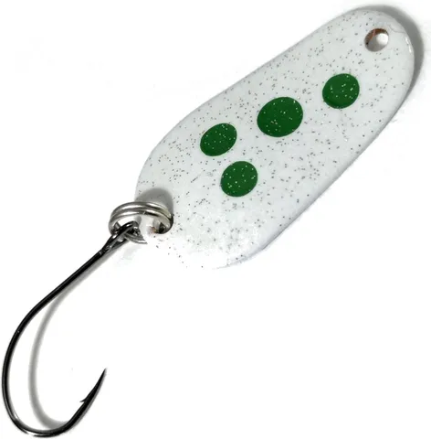 Troutwerk Spoon 2.8cm 3g Weiß/Grüne Punkte