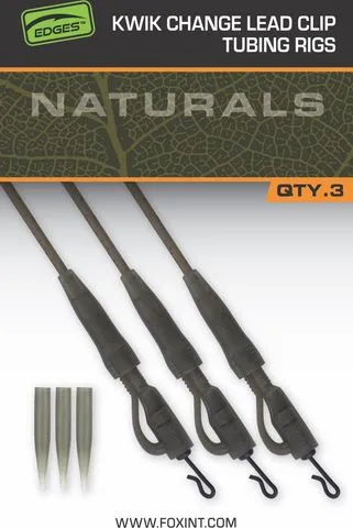Fox Edges Naturals Kwik Change Lead Clip Tubing Rigs Ready-Made Rigs 7 45cm