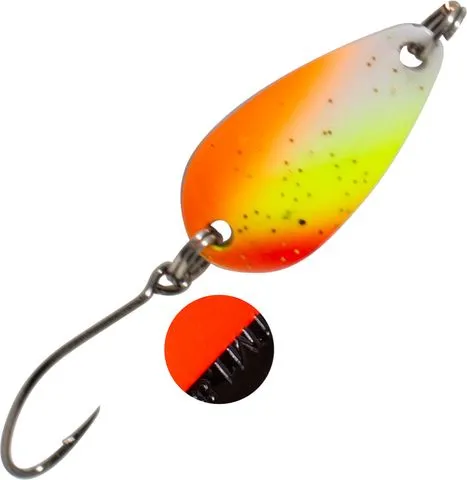 FTM Spoon Bee 2.3cm 1.8g rot - orange - gelb - weiß goldener Glitter / schwarz - orange