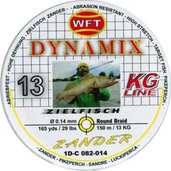 WFT Round Dynamix Zander Geflochtene Schnur 0.14mm 13kg 150m Yellow