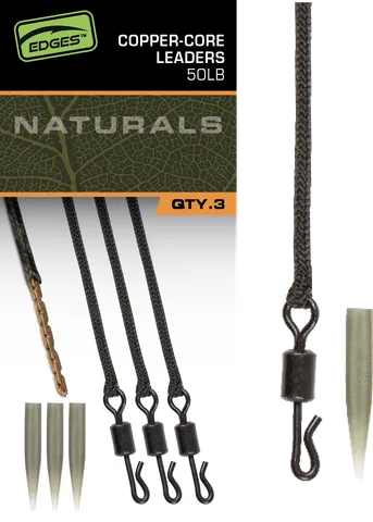 Fox Edges Naturals Copper-Core Leaders 7 22.68kg 75cm