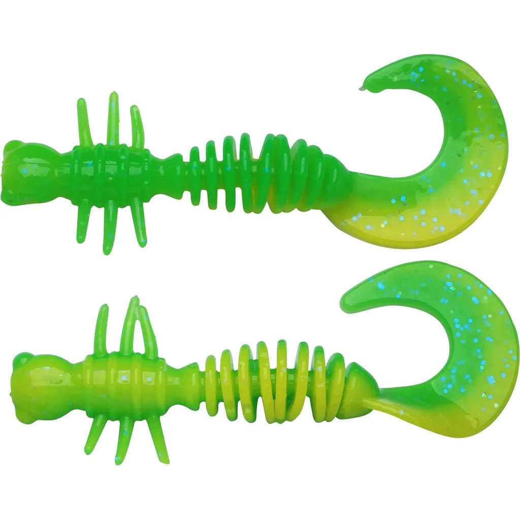 Berkley PowerBait Power Curly Gummiköder 5.5cm Spring Green Sunshine Yellow