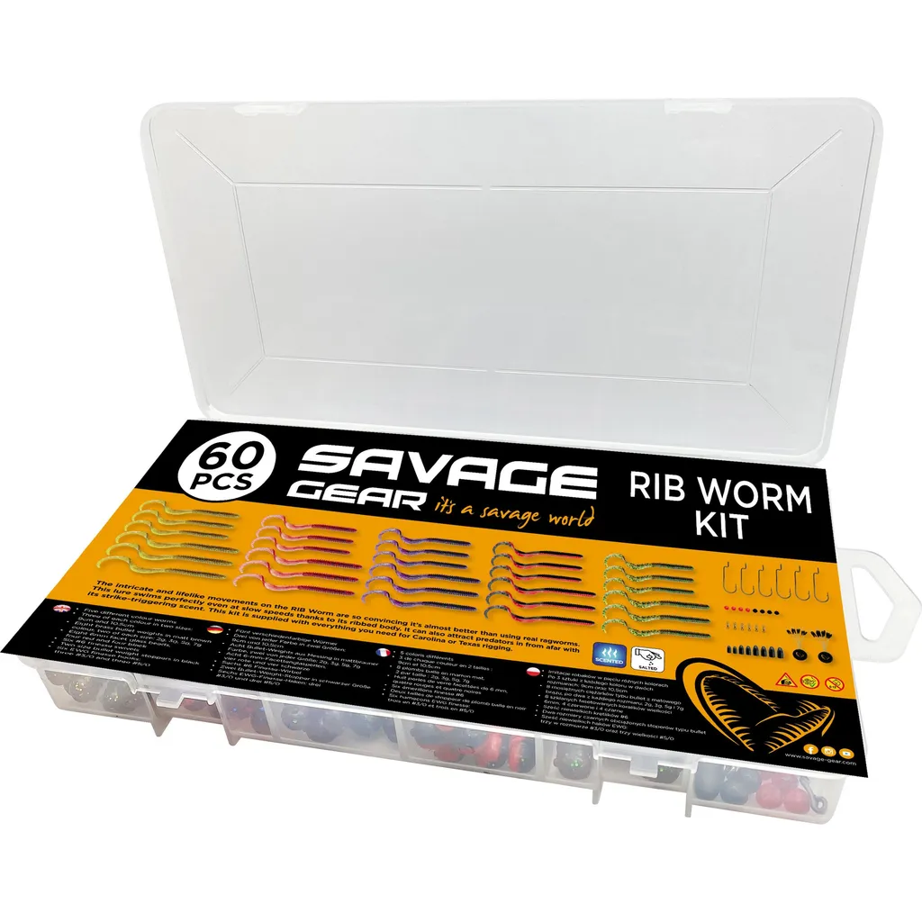 Savage Gear RIB WORM KIT Gummiköder 9–10.5cm Mix Colours