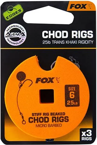 Fox EDGES Chod Rigs Standard Size 6 11.3kg Barbed