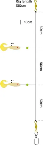 Kinetic Sabiki Shad Tail #6/0 130cm Rot/Glitter