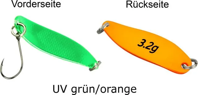 FTM Spoon Hammer Spoon 3.2g Tumbling UV Green/Orange