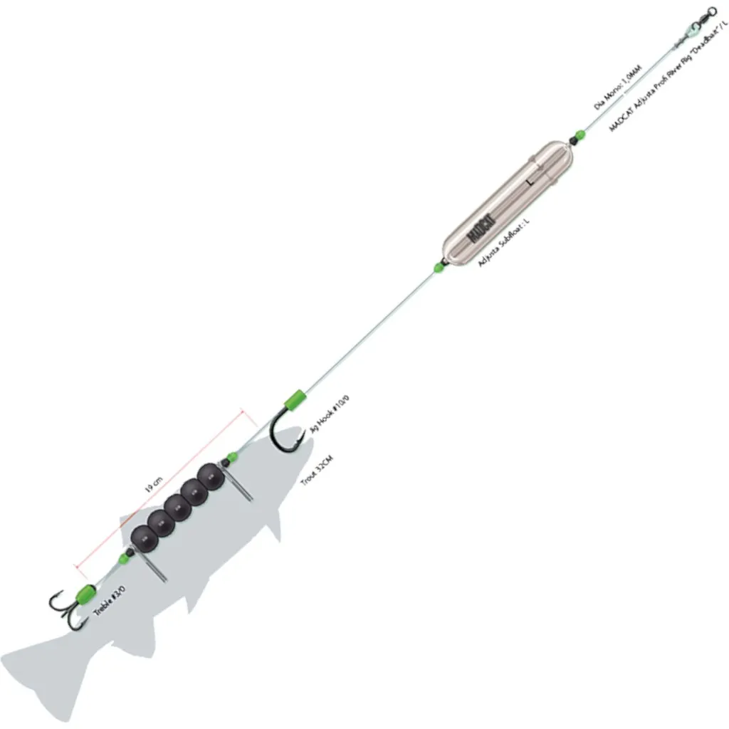 Madcat Adjusta Profi River Rig Deadbait 180cm 1mm #3/0 + #10/0 60g