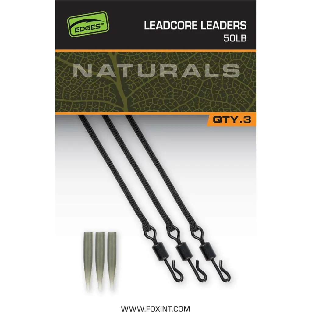 Fox EDGES Naturals Leadcore Leaders Fertige Montagen 75cm 50lb x3