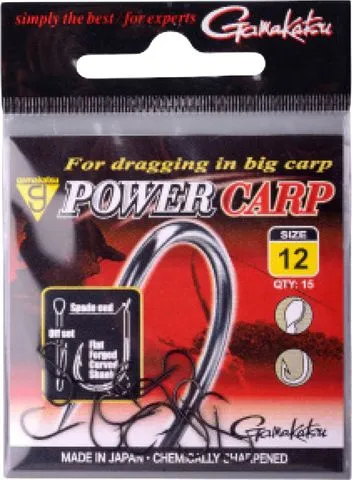Gamakatsu Power Carp Hooks 14 15pcs Barbed NS Black