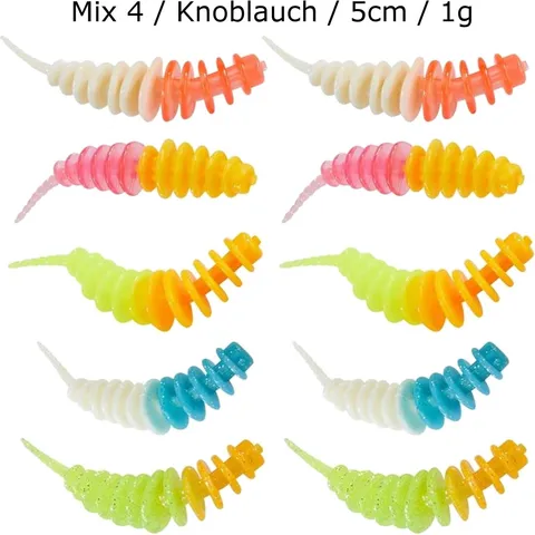 Balzer Trout Collector Forellenwürmer 5cm Mix 4 Knoblauch