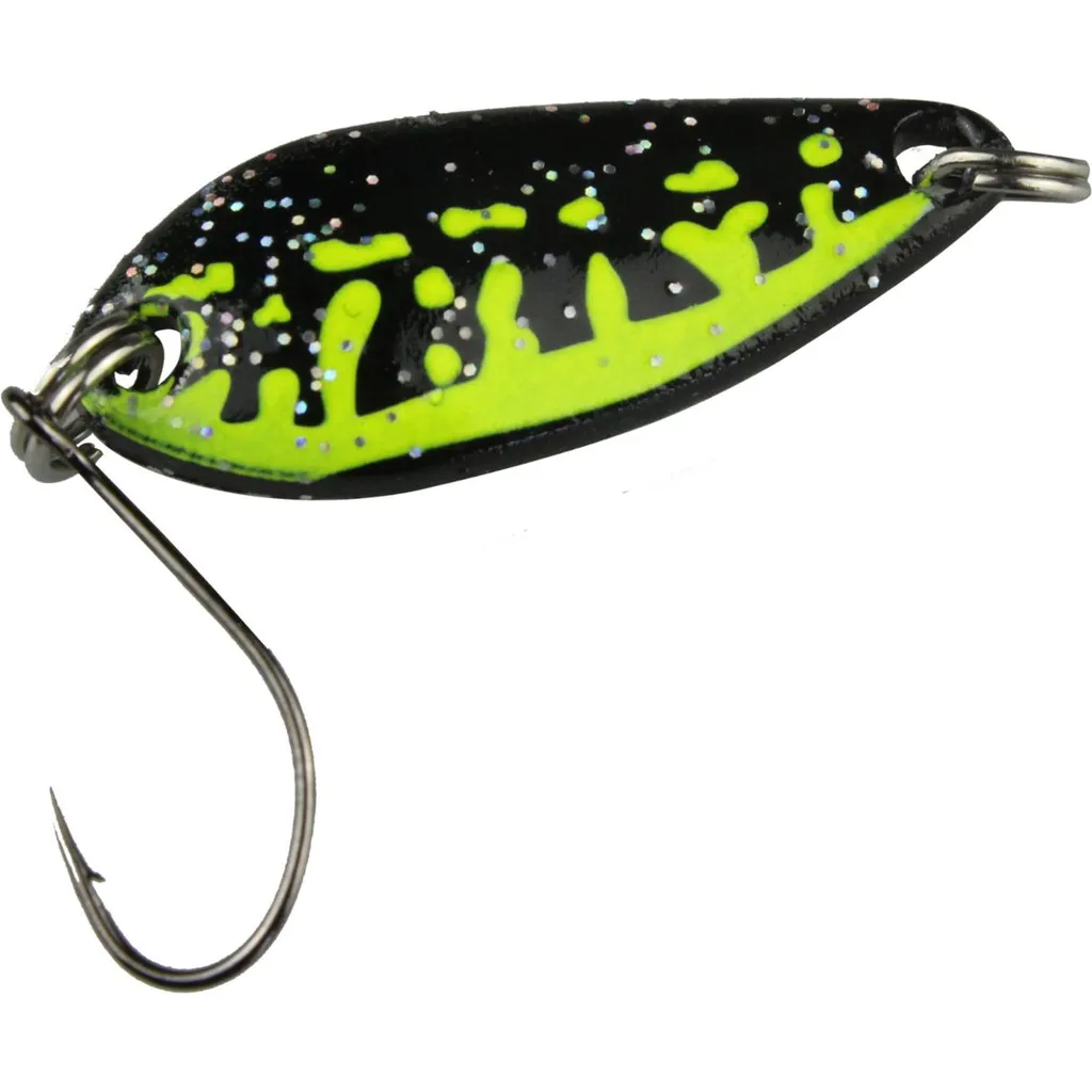 FTM Spoon Diamond 30mm 3,8g Schwarz-Chartreuse / Schwarz mit Silberglitter