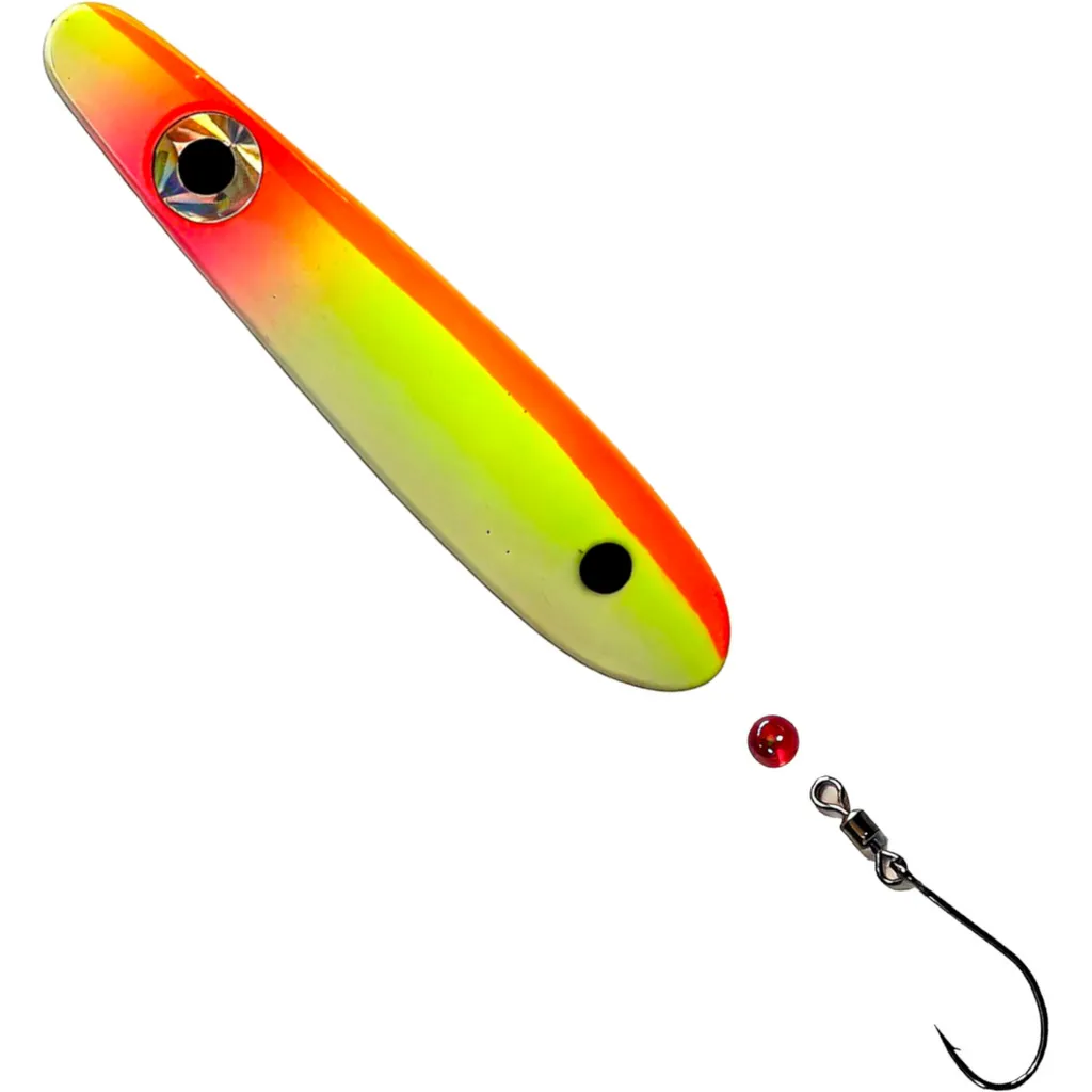 Troutwerk 15g Inline Blinker - Meerforellenblinker Rot/Gelb/Weiß Schwarzer Punkt