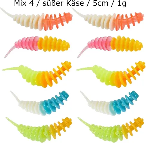 Balzer Trout Collector Forellenwürmer 5cm Mix 4 Süßer Käse