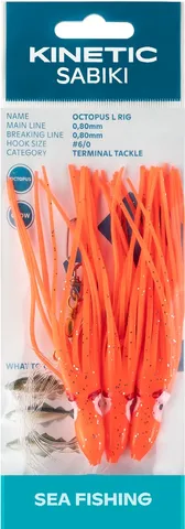Kinetic Sabiki Octopus Fertigmontage 229 150cm 0.8mm 0.8mm #6/0 Red/Glow