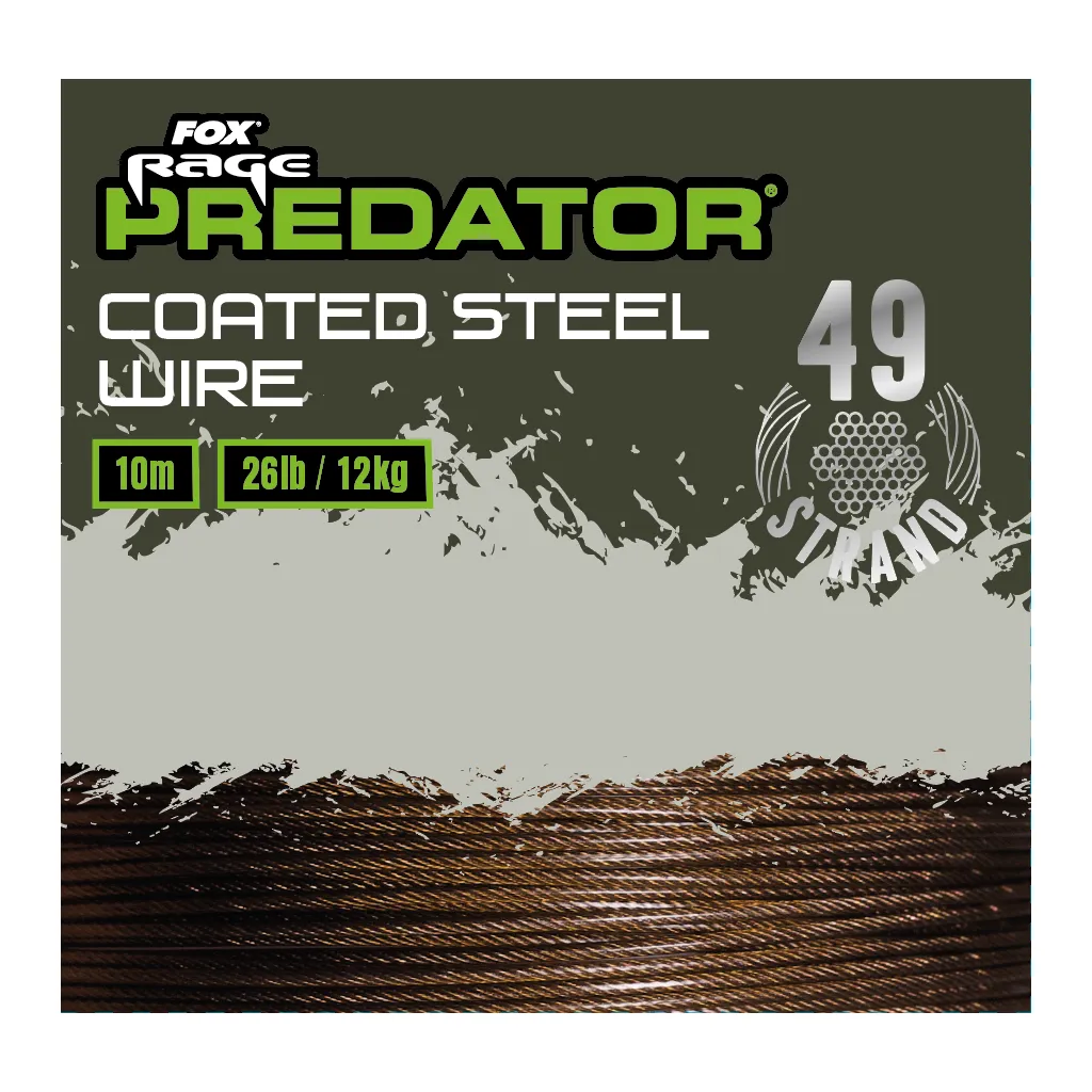 Fox Rage Predator 49-Strand Coated Steel Wire Vorfächer und Zubehör 10m 18kg