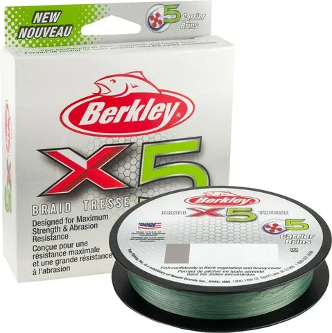 Berkley X5 Braid Braided Line 300m 0.30mm 22.7kg Low-Vis Green