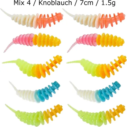 Balzer Trout Collector Forellenwürmer 7cm Mix 4 Knoblauch