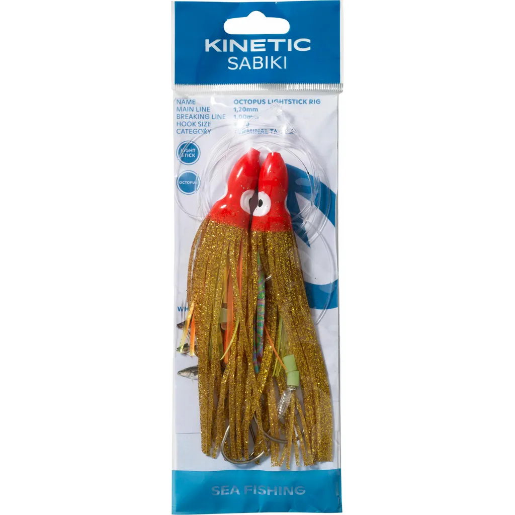 Kinetic Sabiki Octopus Lightstick Fertigmontage 130cm #6/0 Gold Orange