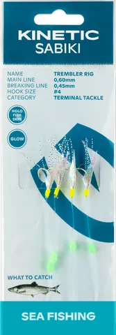 Kinetic Sabiki Trembler Ready-made Rigs #4 130cm Holo Fishskin Pearl Flash