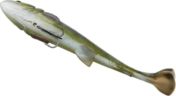 Savage Gear 4D Line Thru Pulse Tail Trout Softbaits 20cm 102g Slow Sinking Green Silver