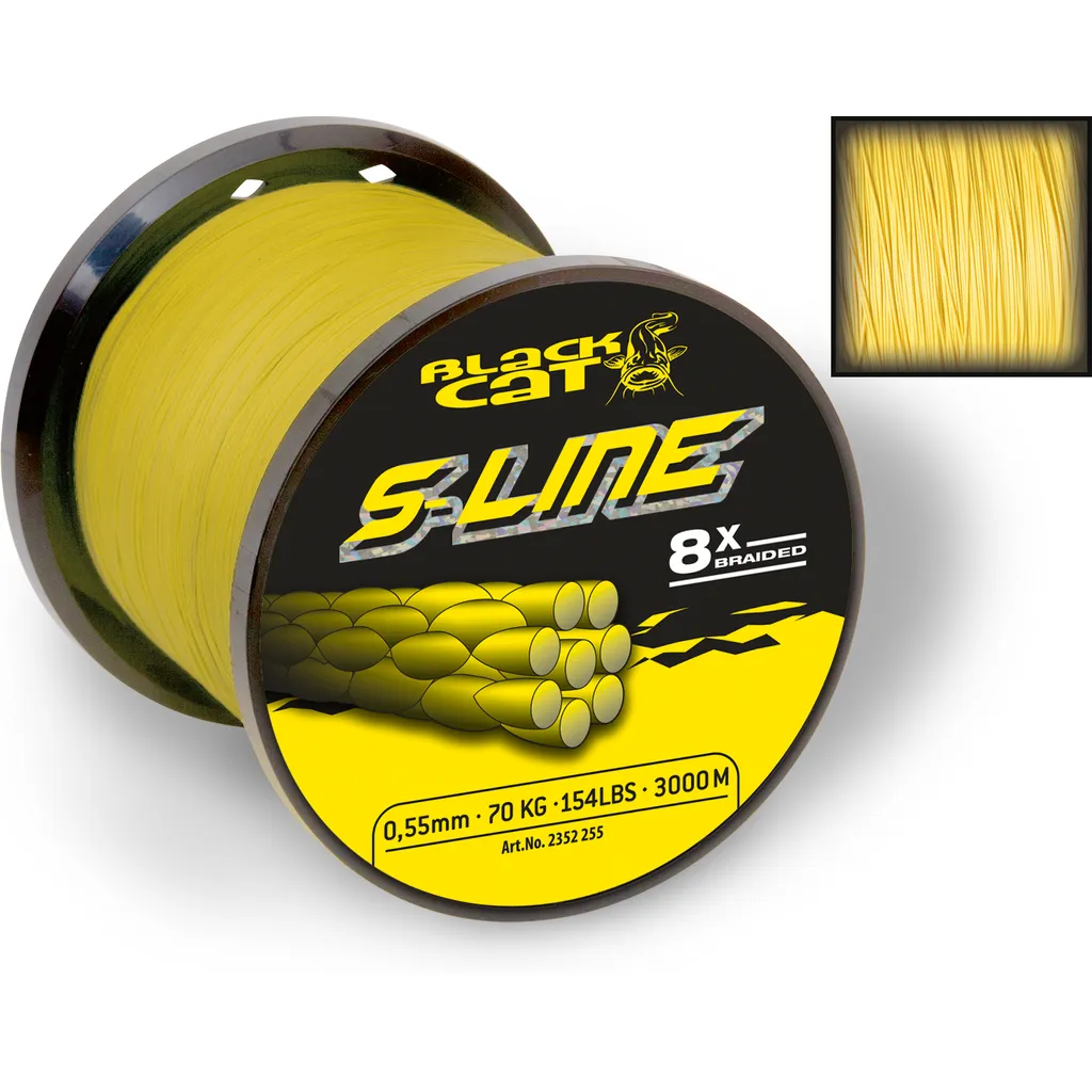 Black Cat S-Line Geflochtene Schnur 0,42mm 45kg 3000m Gelb