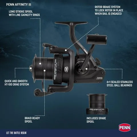 Penn Affinity III Baitrunners & Carp Reels 683g 12kg 7000 95cm