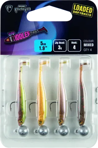 Fox Rage Micro Tiddler Fast Mixed UV Colour Pack 3g 4pc 5cm