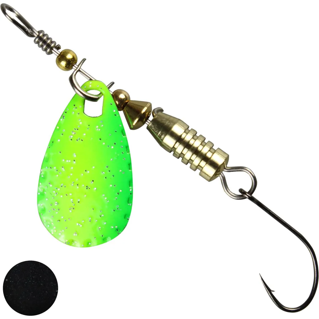 FTM Forellen Blinker Inline-Spinner 4g Gelb - Grün Glitter / Schwarz