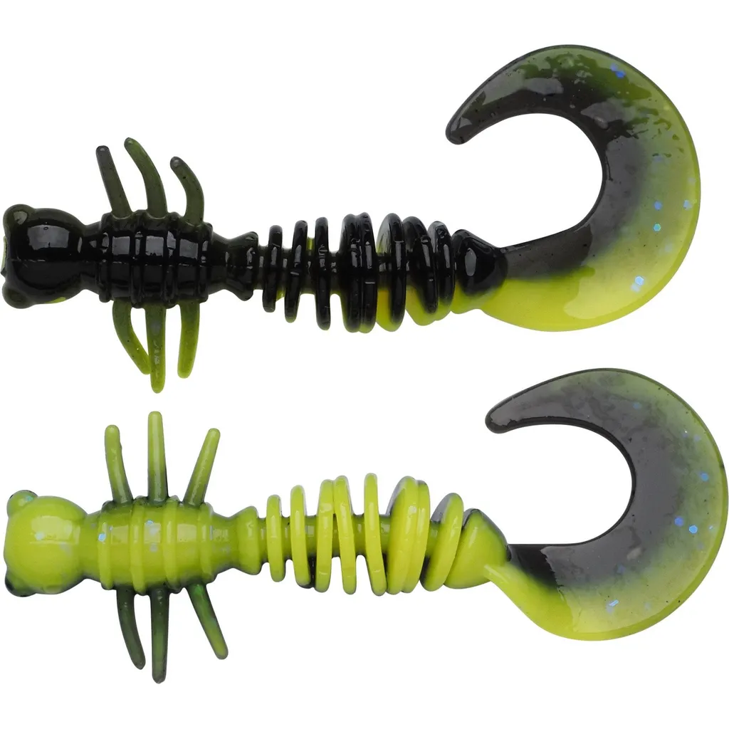 Berkley PowerBait Power Curly Gummiköder 4cm Black Sunshine Yellow