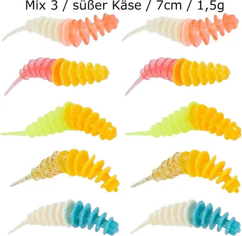 Balzer Trout Collector Forellenwürmer 7cm Mix 3 Süßer Käse